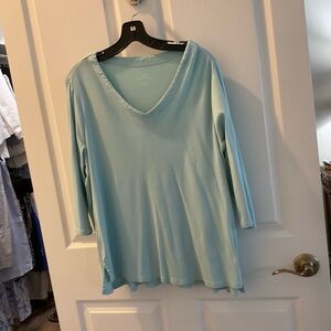 J. Jill Soft Blue Long Sleeve V-Neck Top